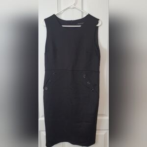 Elegant Black Dress with Button Accents